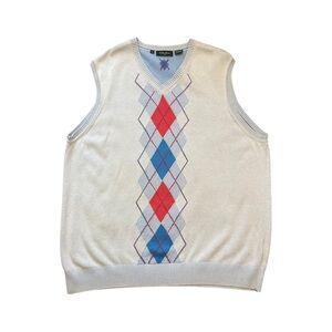 Bobby Jones Pima Cotton Argyle design pale blue lightweight sweater vest XL
